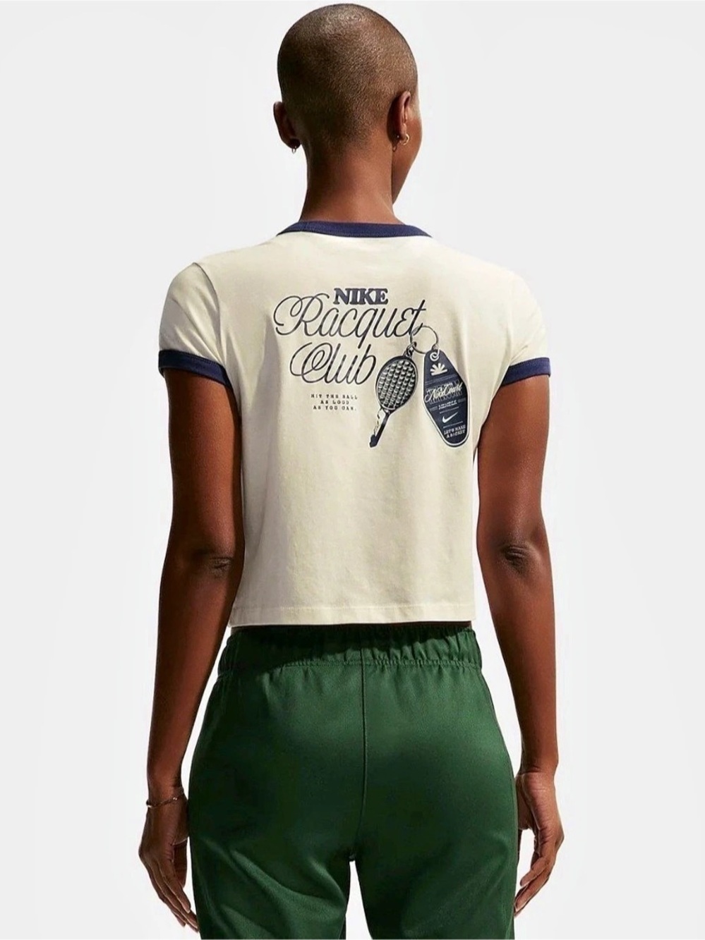 Nike NikeCourt Heritage Ringer Top Ringer Tennis Top Cream Size Medium NWT